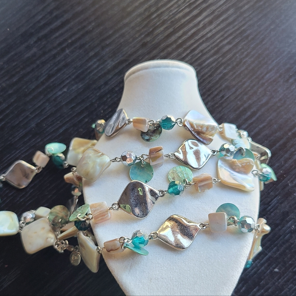 Elegant Silver and Teal Women's Necklace Lia Sophia Stamped - Picture 6 of 12